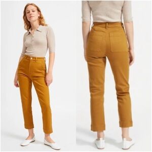 EVERLANE Slim Straight Leg Crop Pant in Brass Gold